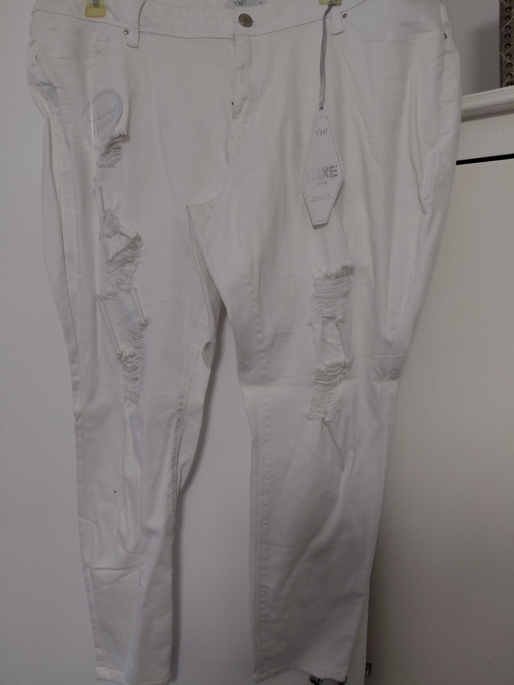 White Distressed Skinny Jeans